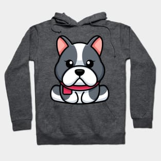 Cute baby bulldog sitting cartoon illustration Hoodie